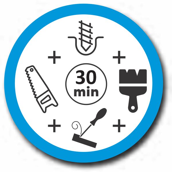 After just 30 minutes can be Drilled, Sawed, Carved, Sanded, Stained or Painted icon